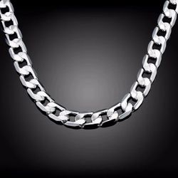New Unisex Solid 925 Sterling Silver Classic Adjustable Necklace Chain

