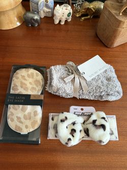 Leopard Satin Eye mask, Hair band, Cozy Socks