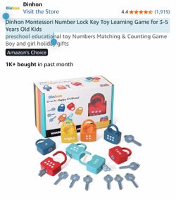 Dinhon Montessori Number Lock Key Toy Learning Game for 3-5 Years Old Kids preschool educatio
