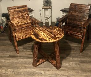 Handmade / Custom Outdoor Furniture Set ( 2 Modern Outdoor Chairs & Table )