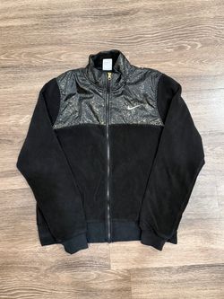 Nike Unisex Kids L Black/Gold Speckled Fleece Full Zip Track Jacket Logo