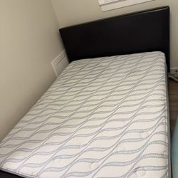 Queen Bed Set – Serta Perfect Sleeper + Faux Leather Frame