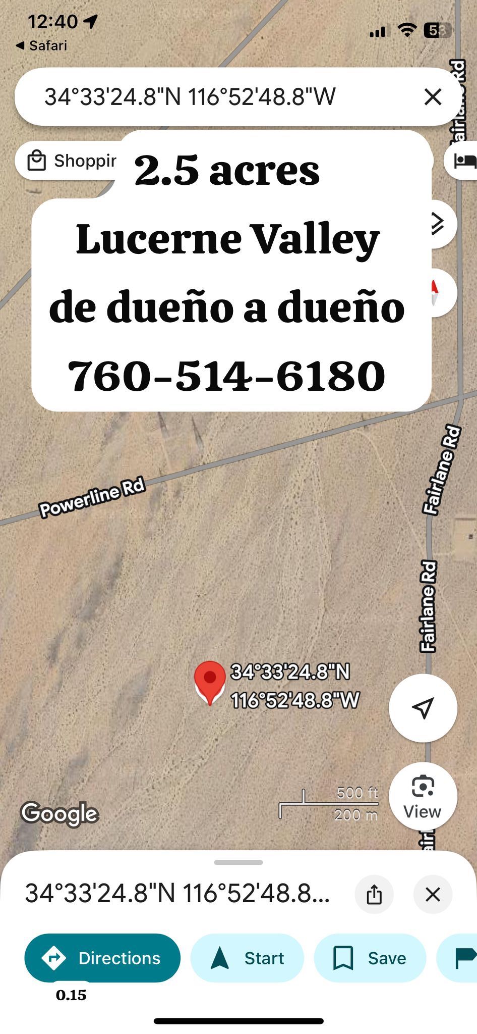 Lucerne Valley Terreno De Venta 2.5 Acres De Dueño A Dueño 