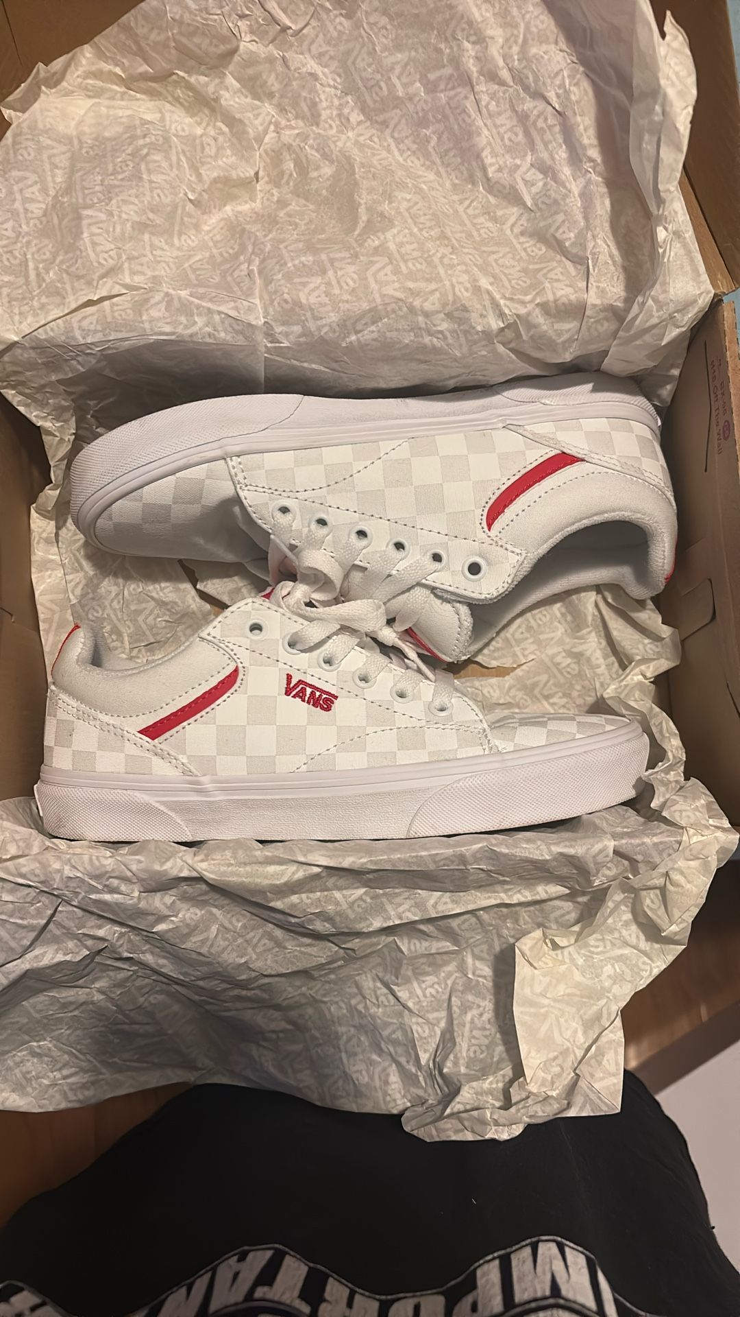 White Checker Vans