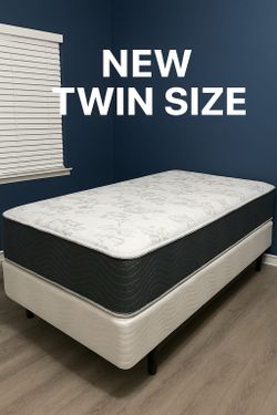 New twin mattress and box spring 2 pc bed frame is not included