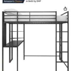 Full Size Metal Loft Bed With Desk