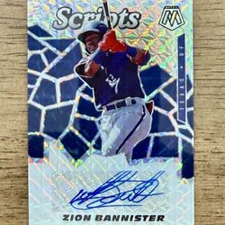 2021 Panini Mosaic ZION BANNISTER Scripts RC  AUTO Texas Rangers #SCR-ZB
