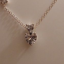 Pandora Double Heart Pendant Sparkling Collier Necklace