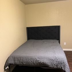 Queen Bed Frame + Headboard + Mattress – Great Condition