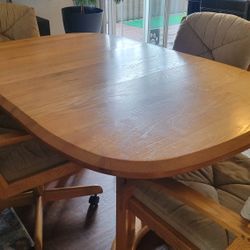 Dining Room Table Solid Oak One And A Half Inch With Four Chairs