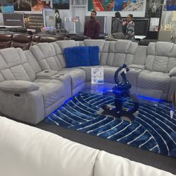 Limited Time Price🤑Gorgeous Light Grey Power Reclining Sofa Sectional Available Only $1599🚨