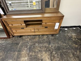 Mid-Century Modern Dresser with Mirror - Warm Brown | Chest Of Drawers | Bureau