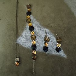 925 Italy Silver Necklace, Bracelet, Earrings 