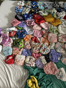 Over 80 Cloth Diapers, 100+bamboo Inserts, Several Rolls Of Liners Thumbnail