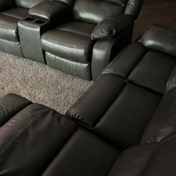 Movie Theater Recline Set With Cup Holders