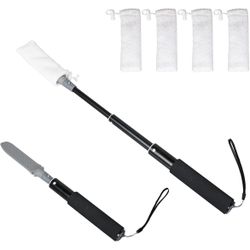 Toe Cleaning Brush, 13-32 inch Long Handle Foot Scrubber, 5 Reusable Covers, Lotion Applicator for Seniors