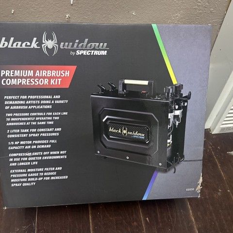 Black Widow Air Brush Compressor Kit With Air Brush Gun BRAND NEW
