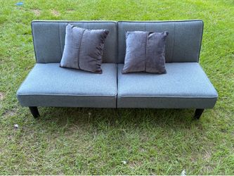 Gray linen upholstery studio futon