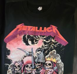 Metallica Black Skull Graphic T-Shirt Size L Rock & Pop Music Band Tee