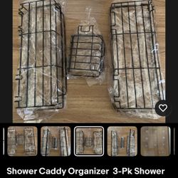 Shower Caddy Organizer  3-Pk Shower Shelves Adhesive  No Drilling Black NEW