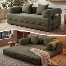 New in box 79 FT Convertible Sofa Bed with Fixed Shape Frame Removable Armrests for Living Room Bedroom Green