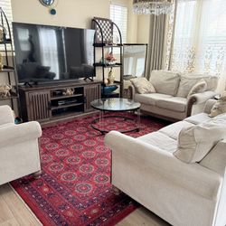 Three Piece Sofa Seat With Coffee Table, And Side Table