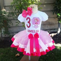 Sky paw patrol ribbon tutu set