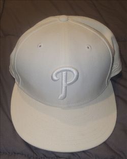 ☆☆☆Philadelphia Phillies White On White New Era 59FIFTY Fitted Hat Size 7 1/4