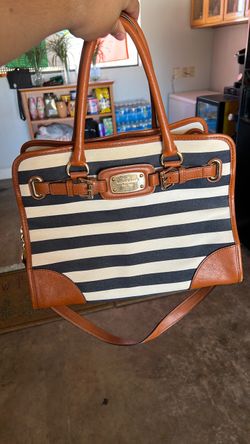 Michael Kors Striped Canvas Satchel Bag