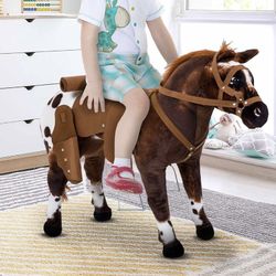 New Sound-Making Ride On Horse for Toddlers w/ Neighing and Galloping Sound Stuffed Animal Horse Toy
