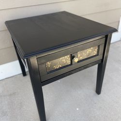 Side-Table /Nightstand - Black & Gold - Refinished 