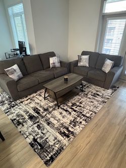 Gray Fabric Sofa and Loveseat Set