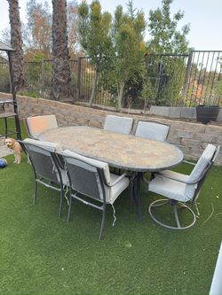 stone top outdoor dining set