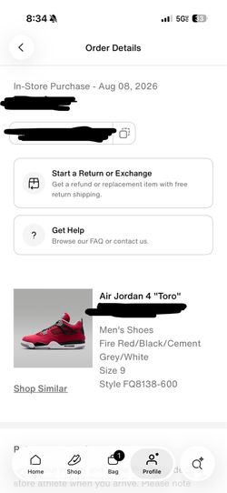 Air Jordan 4 Toro Fire Red Size 9