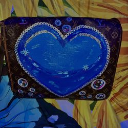 Fully customized blue bubble heart 💙✨ 🫧 Louis Vuitton abbesses messenger bag