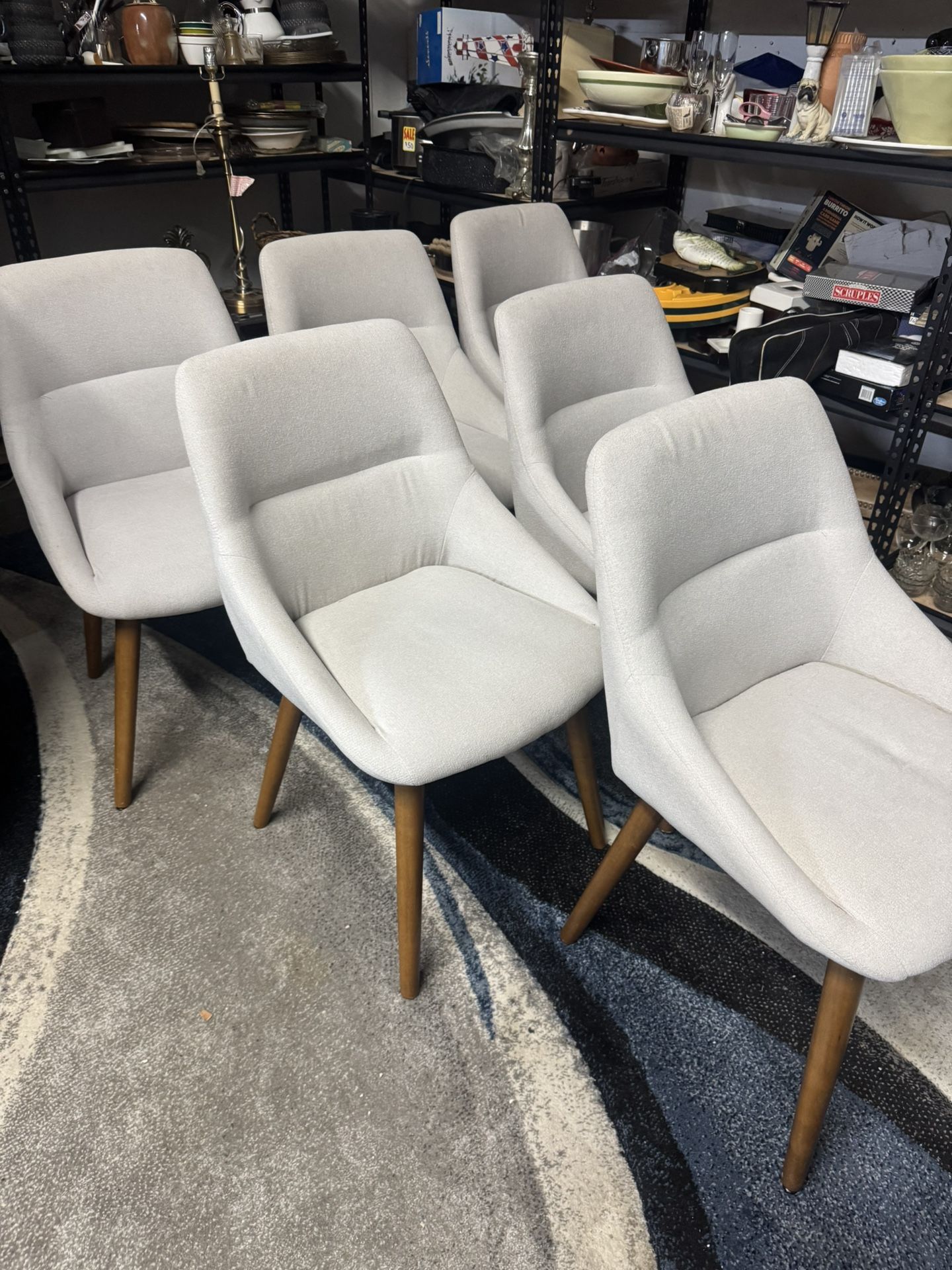 Upholstered Modern Dining Chairs with Oak Legs 6 