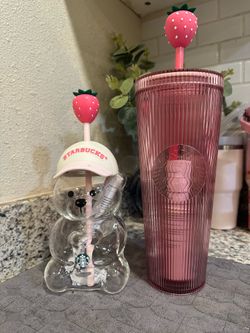 Starbucks bearista, pink starbucks tumbler