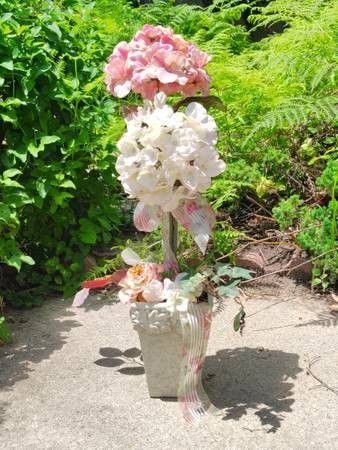 24" Pink and White Hydrangea Artificial Floral Wedding Plant Flowers