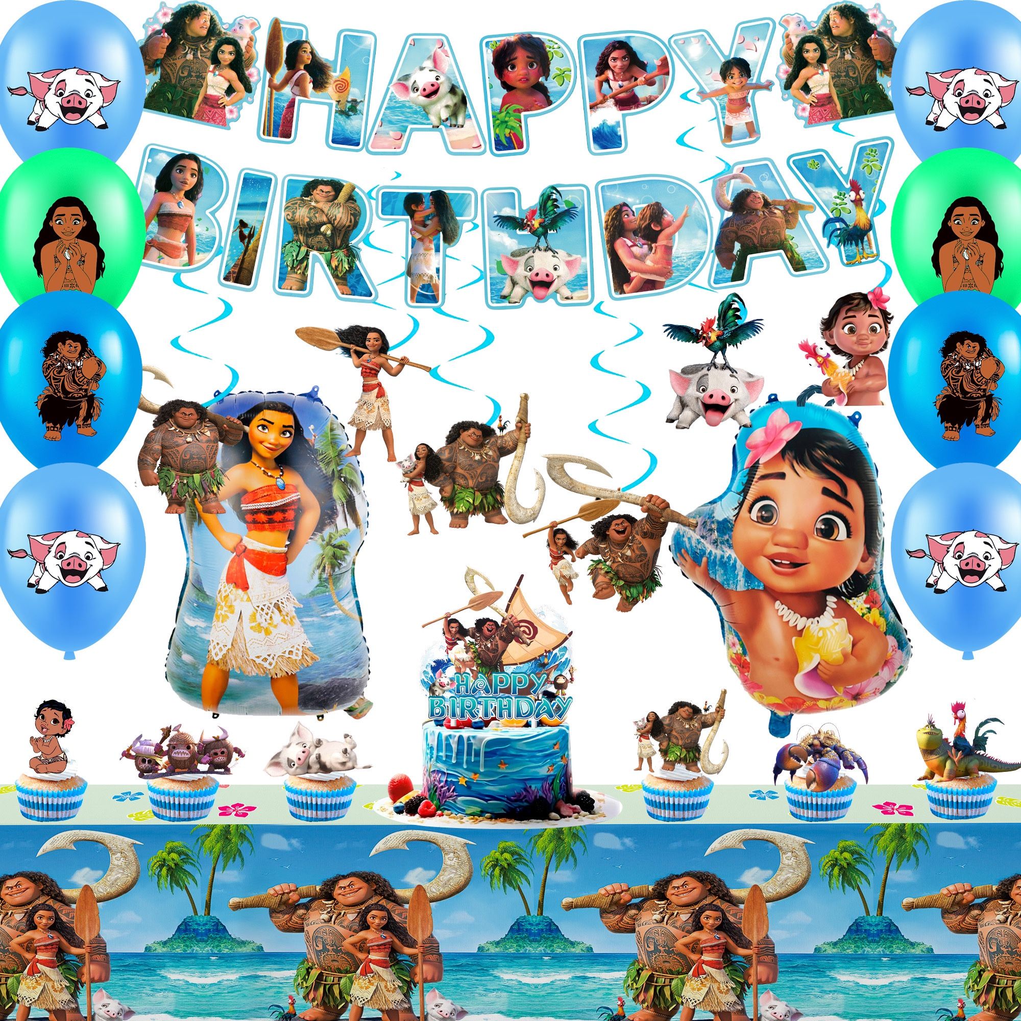 35pcs Moana Party Supplies Set (New, Unopened)
