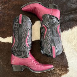 Cowboy Pink & Black Boots  Size 6.5