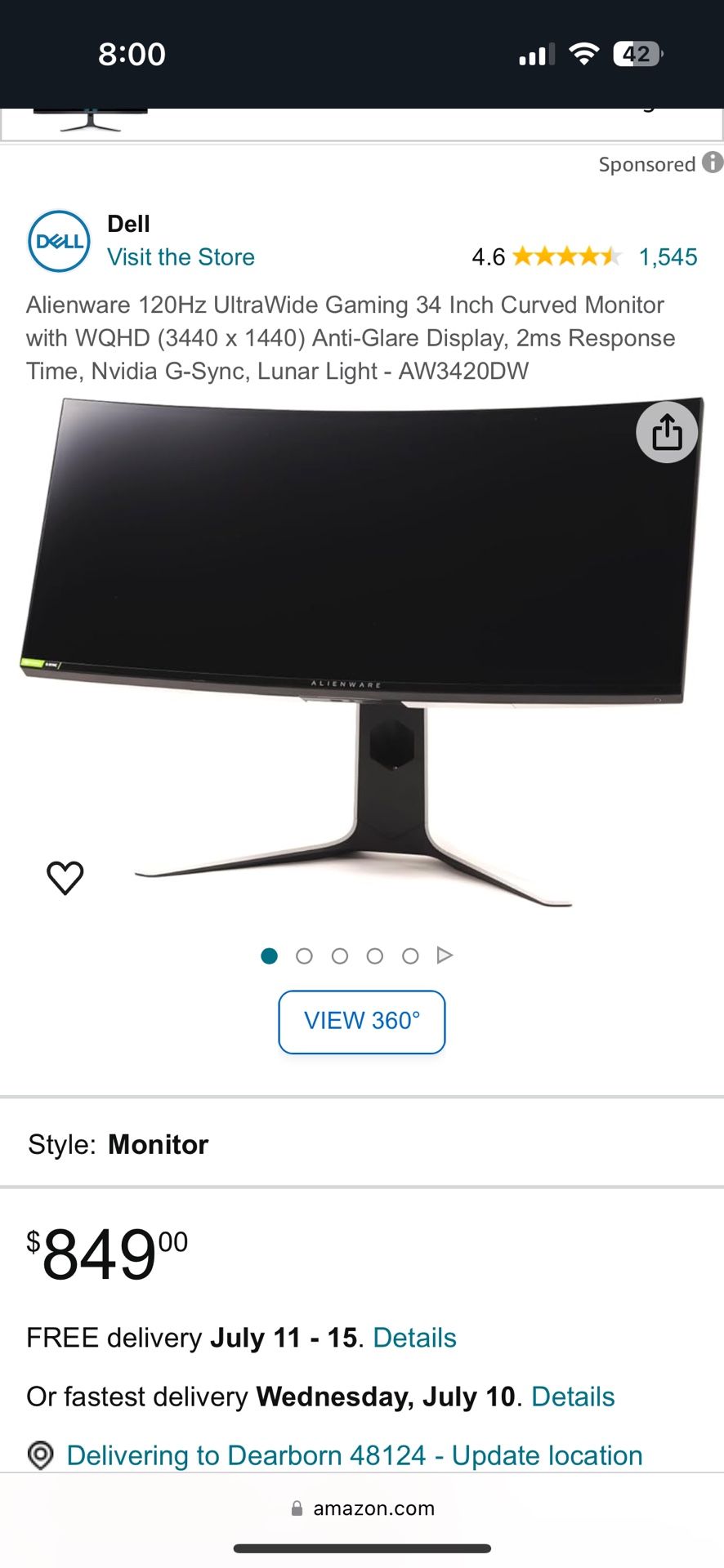 Alienware Aw3420DS