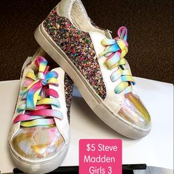 Steve Madden Fashion Glitter Tennis Shoes Size Girls 3
