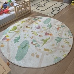 Round Nursery Dinosaur Rug