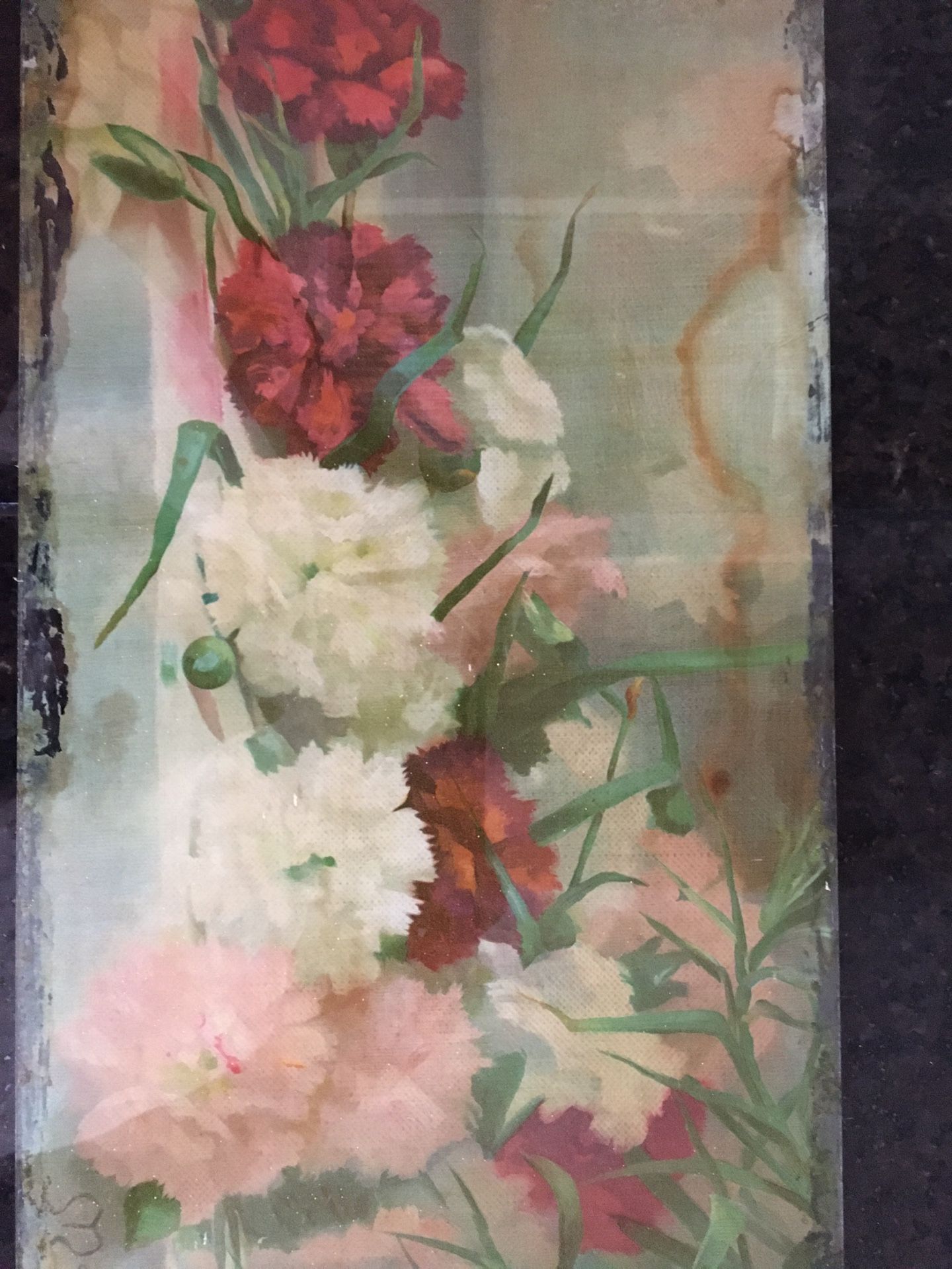 Antique Painting on Glass Signed by Artist