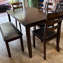 Dining Table Set 4 Chairs 1 Bench 