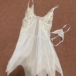New Xl White Babydoll Lingerie Set