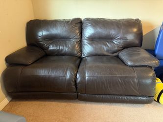 Brown Leather Loveseat Couch