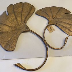 SET OF TWO ! Pier 1 Gingko gold metal leaf wall art. LARGE! 30x 27 inch. Bo Ho / cottage / farmhouse.