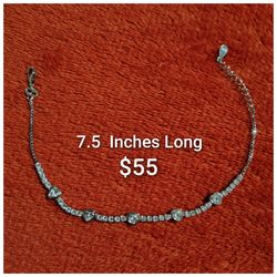 925 Sterling Silver Women's Bracelet/Brasalete De Corazones De Plata 925 Para Dama