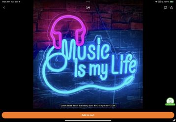 Music is my life “LED Neon Sign -Light Party Wall Décor  NEW!